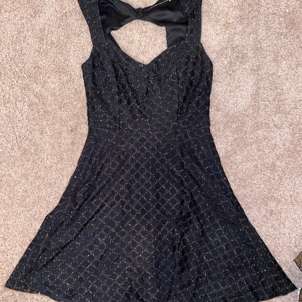 Mystic fit and flare black and gold dress size s